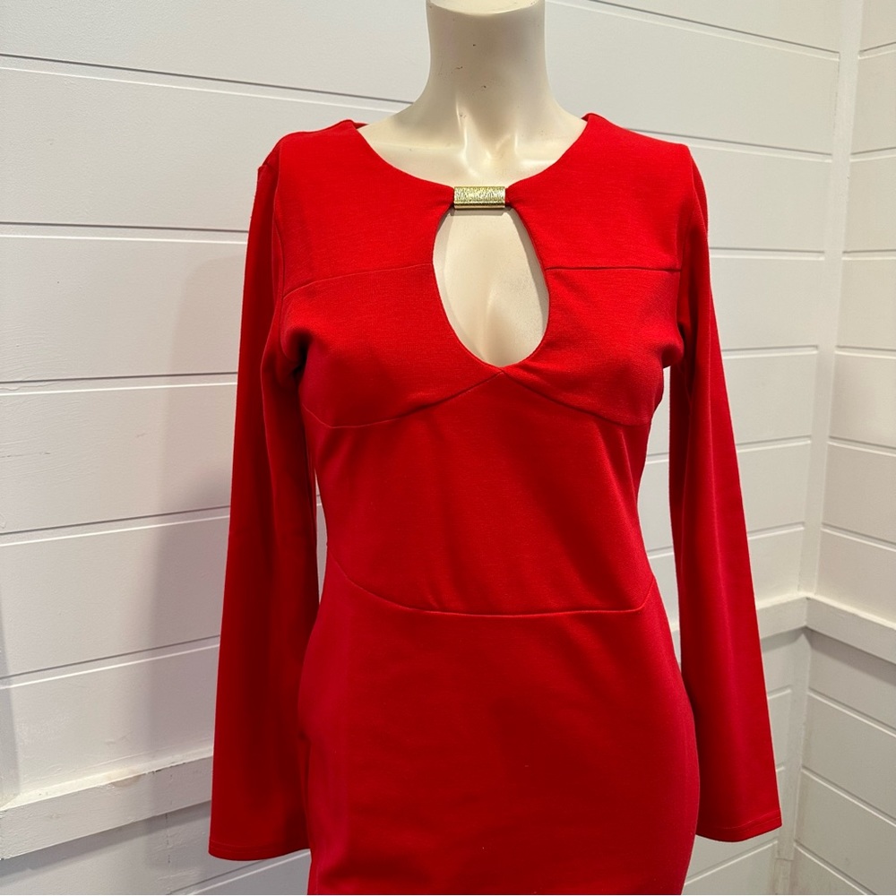 Nice forever red dress with gold accent peekaboo